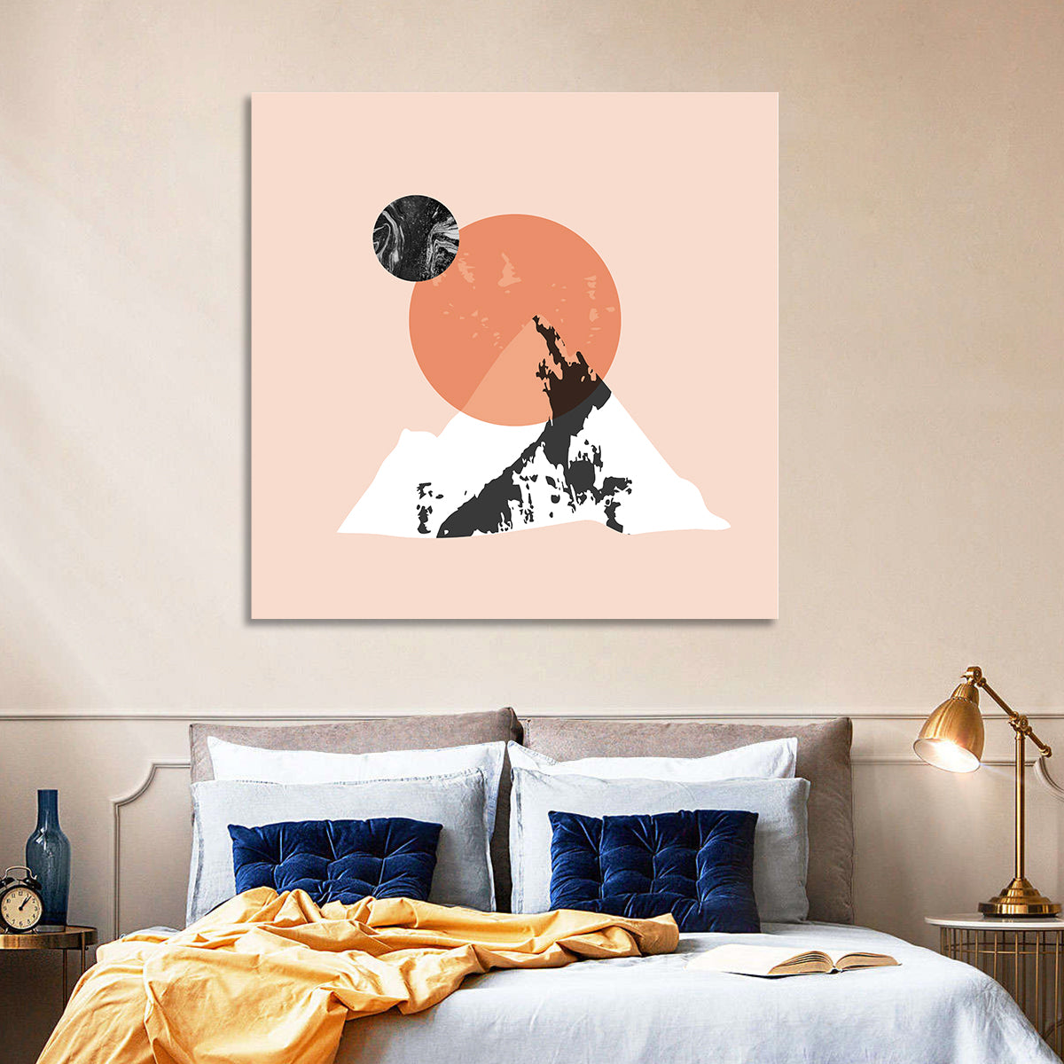 Abstract Mountain Sun and Moon Wall Art