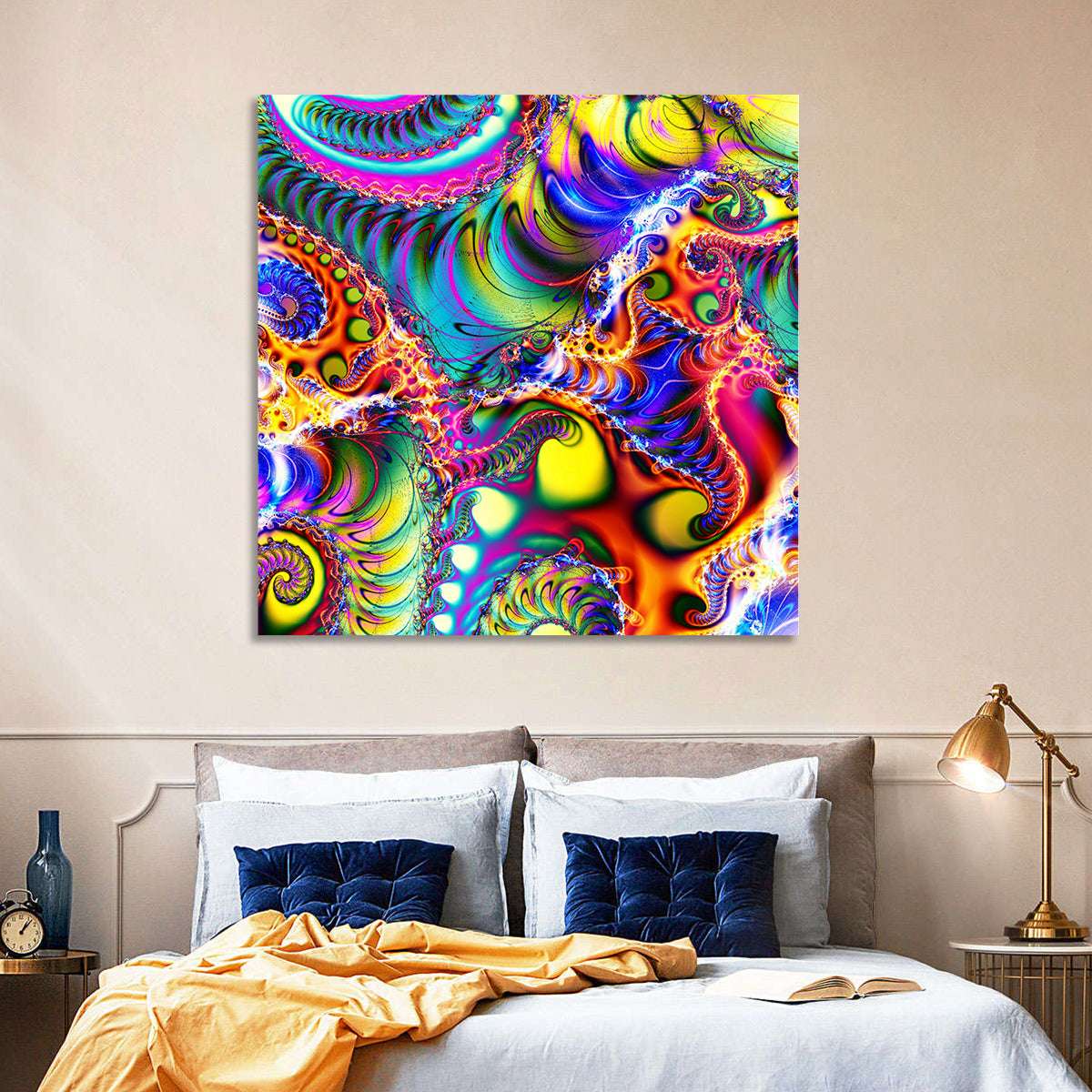 Chromatic Fractal Swirls Wall Art