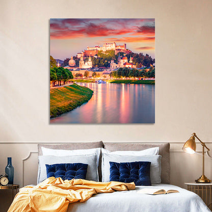 Hohensalzburg Fortress at Sunset Wall Art