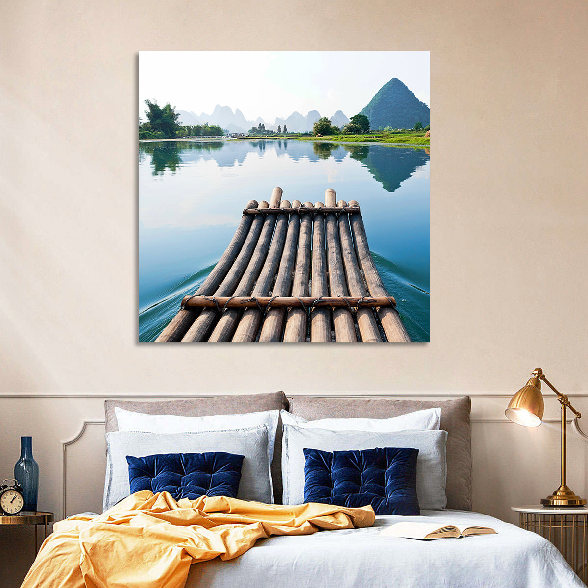 Li River Raft Wall Art