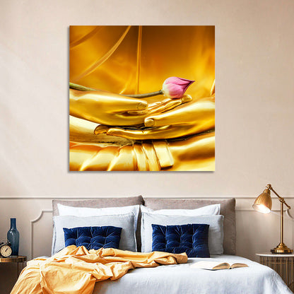 Buddha Hands with Lotus Wall Art