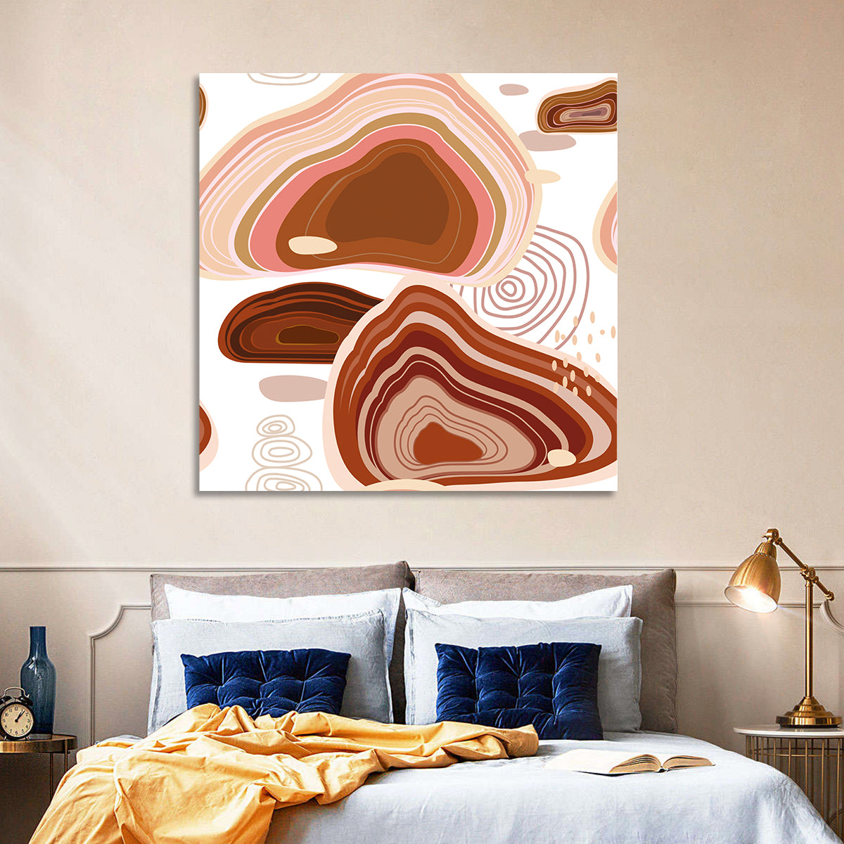 Precious Stones Abstract Wall Art in a room, square