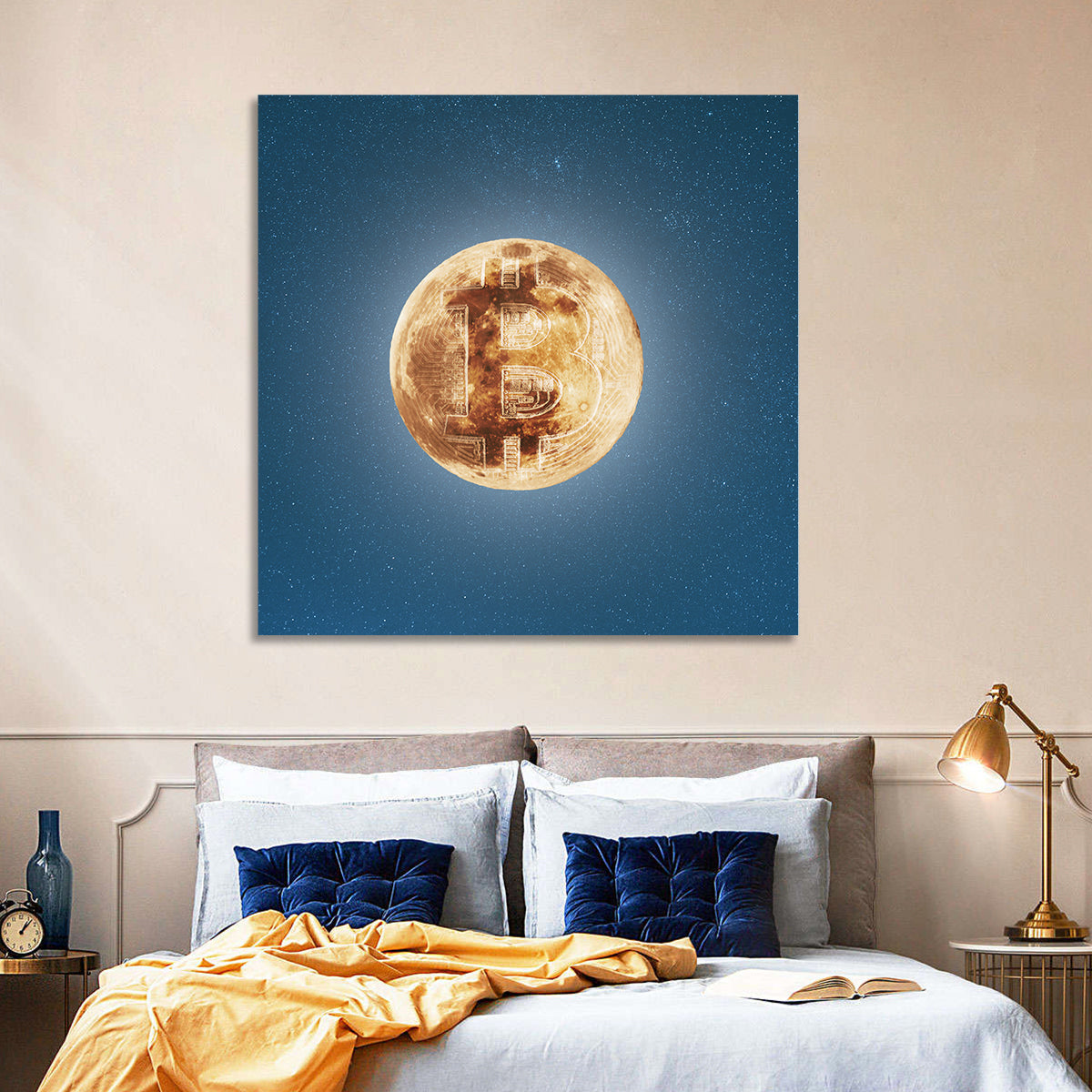 Bitcoin Circuit Moon Wall Art