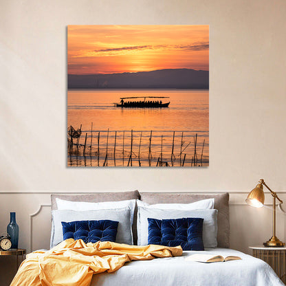 Albufera Sunrise Boat Silhouette Wall Art