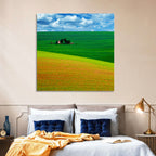 Golden Field and Green Hillside Wall Art