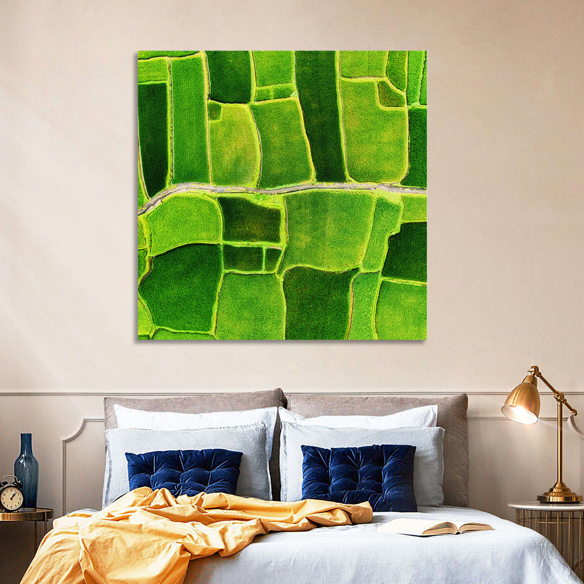 Verdant Rice Terrace Grid Wall Art