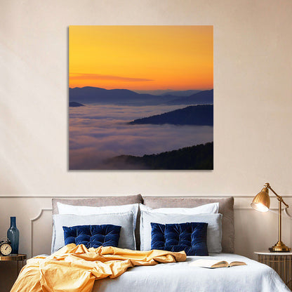 Cloud Sea Over Mountains at Golden Dawn Wall Art