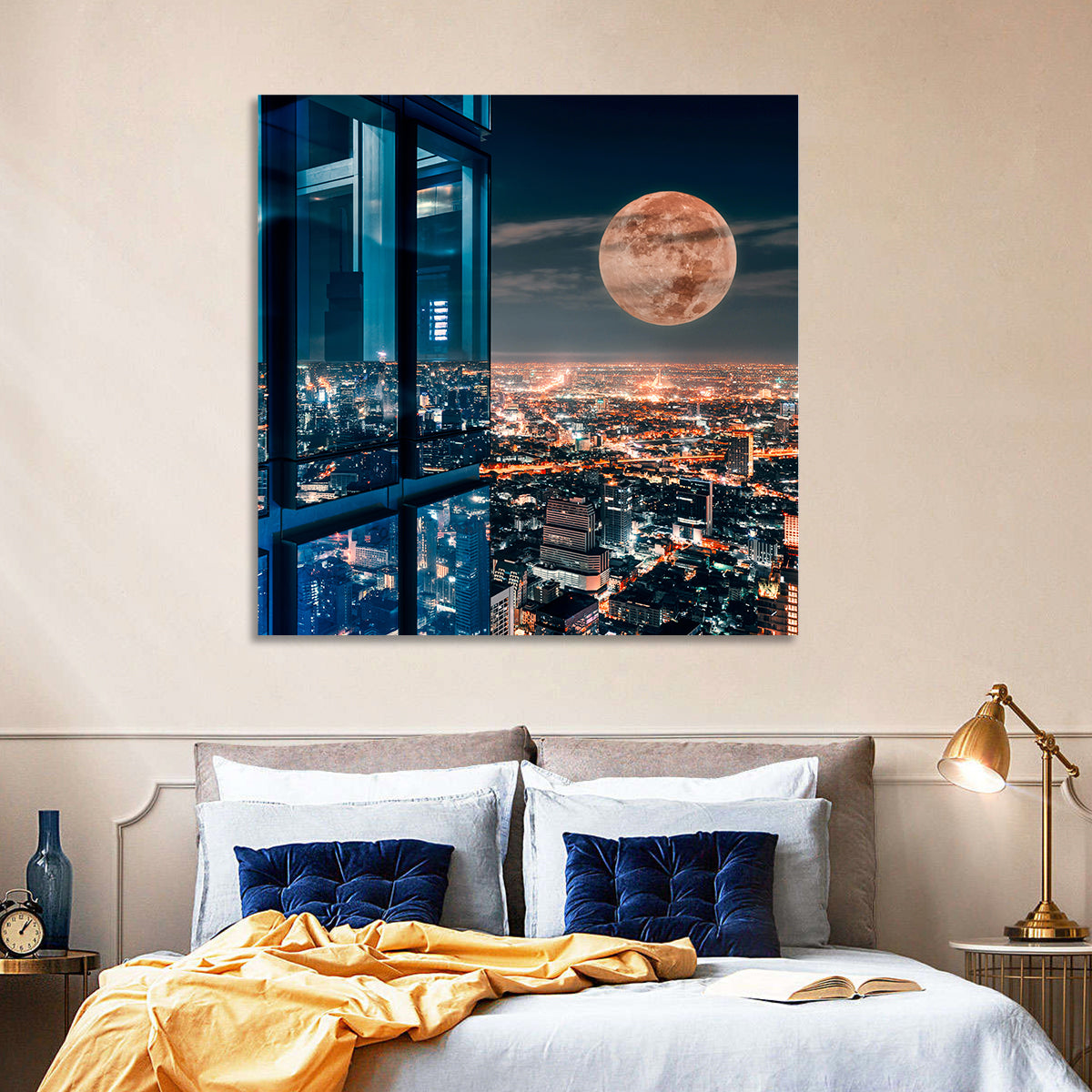 Bangkok Moonlit Skyline Wall Art