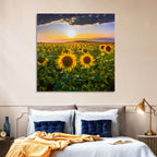 Sunflower Field at Golden Hour Wall Art