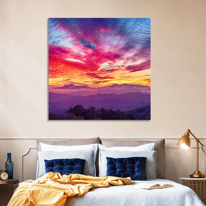 Golden Dusk Cloud Mountains Wall Art