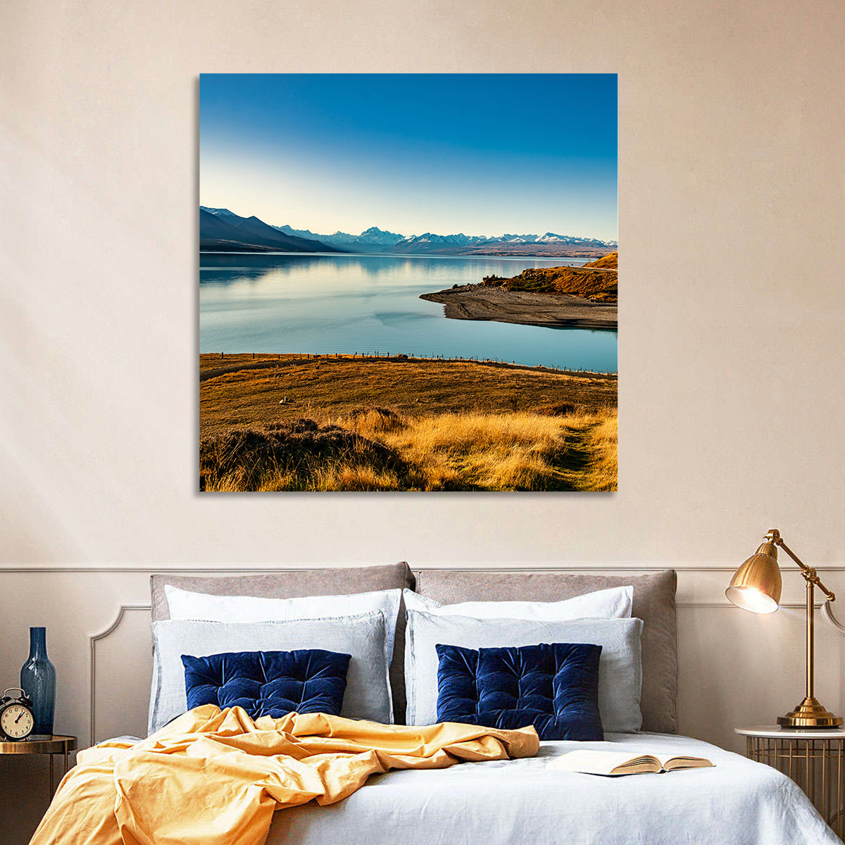 Lake Pukaki Golden Hour with Mount Cook Wall Art