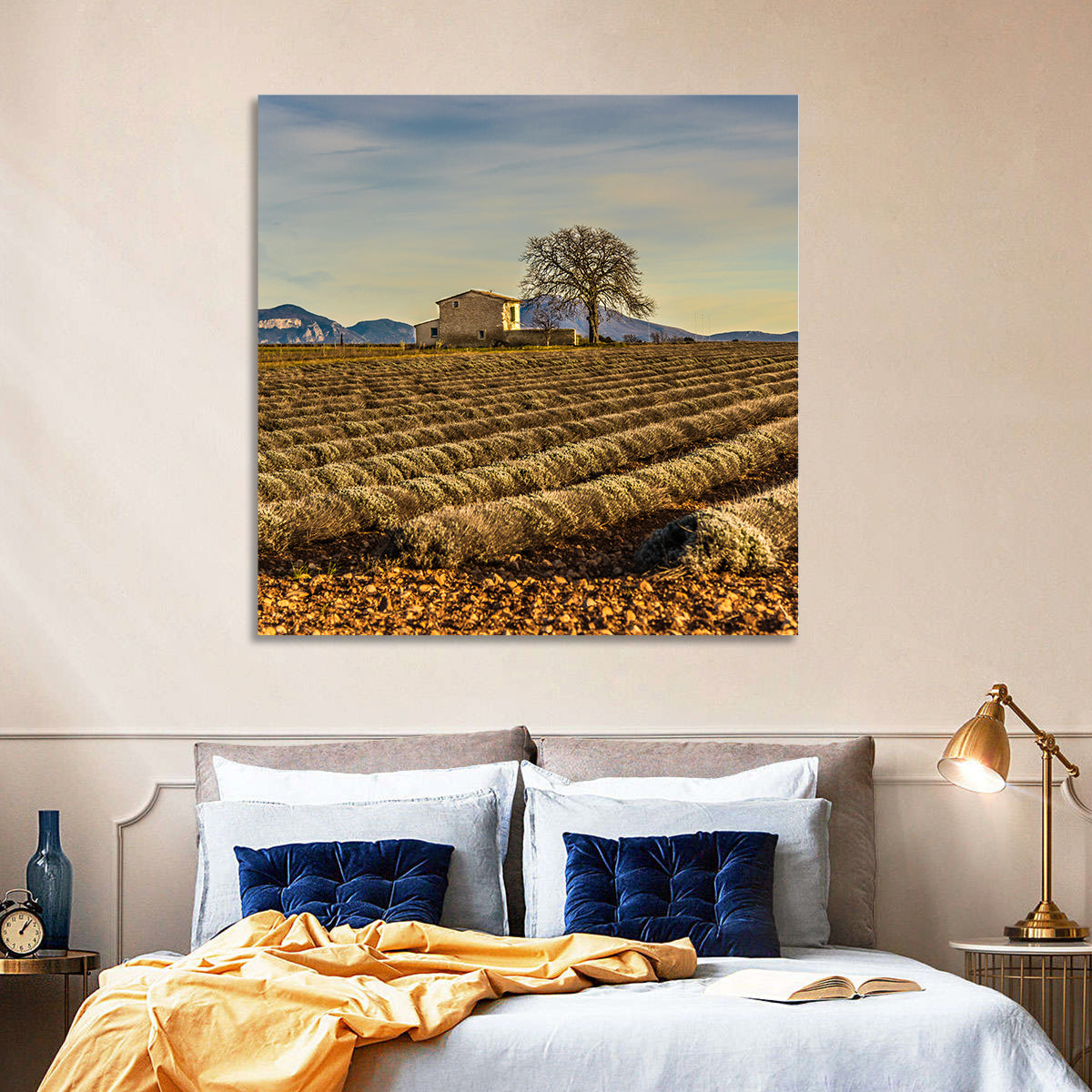Rustic Provence Lavender Rows at Golden Hour Wall Art