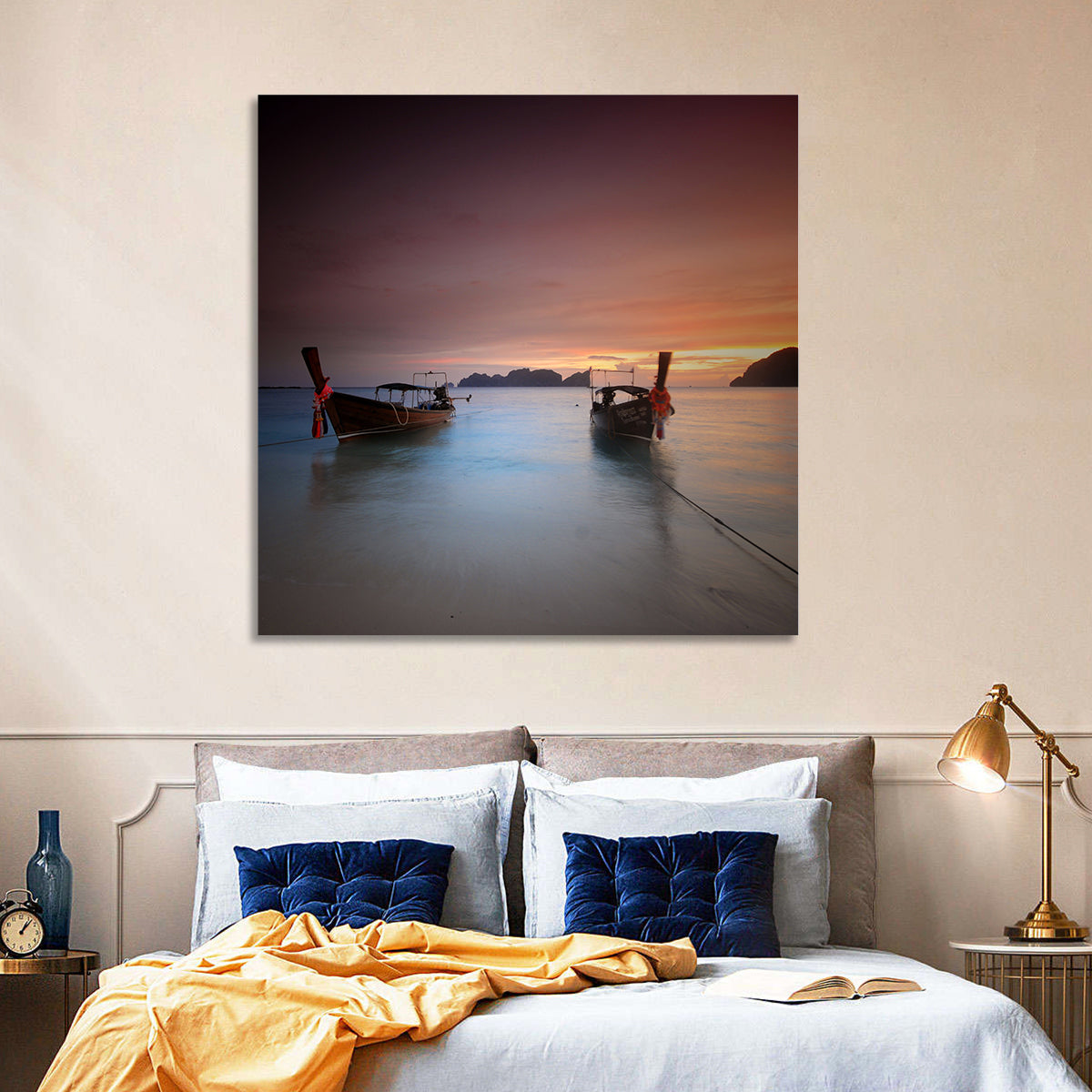 Phi Phi Longtail Boats at Golden Hour Wall Art
