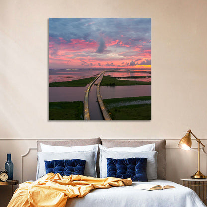 Mobile Bay Causeway at Dusk Wall Art