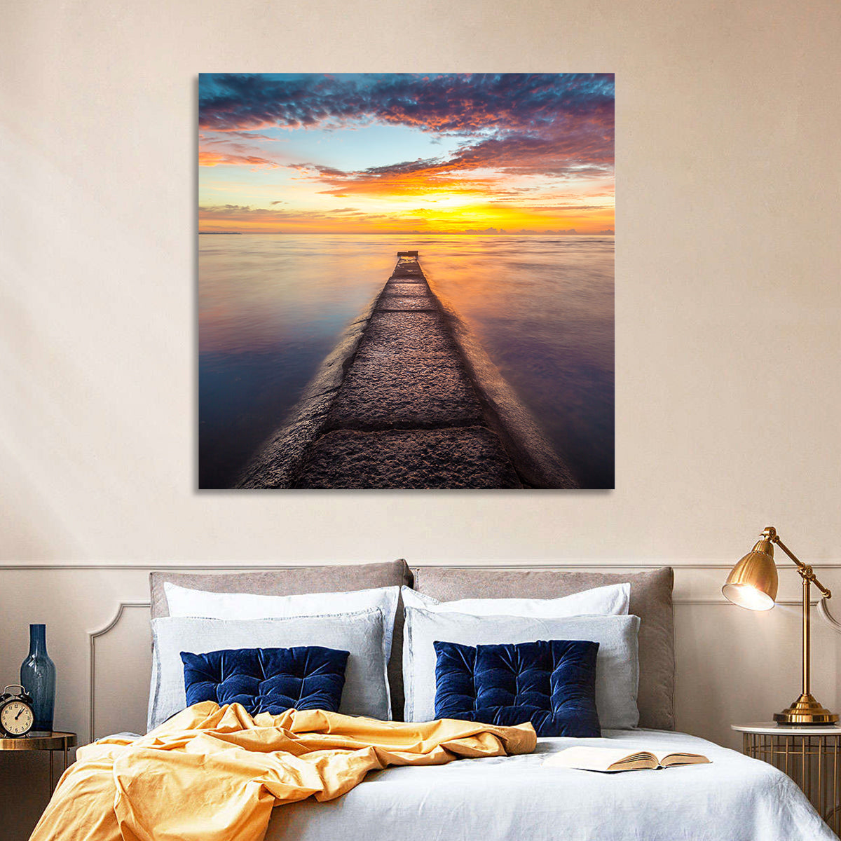 Stone Pier to Glowing Horizon Wall Art