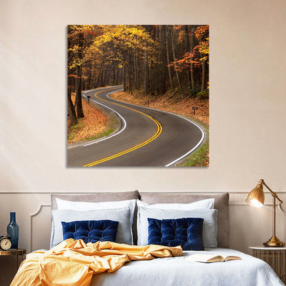 S-curve Road Through Autumn Forest Wall Art