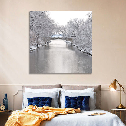 Yahara River Winter Stone Bridge Wall Art