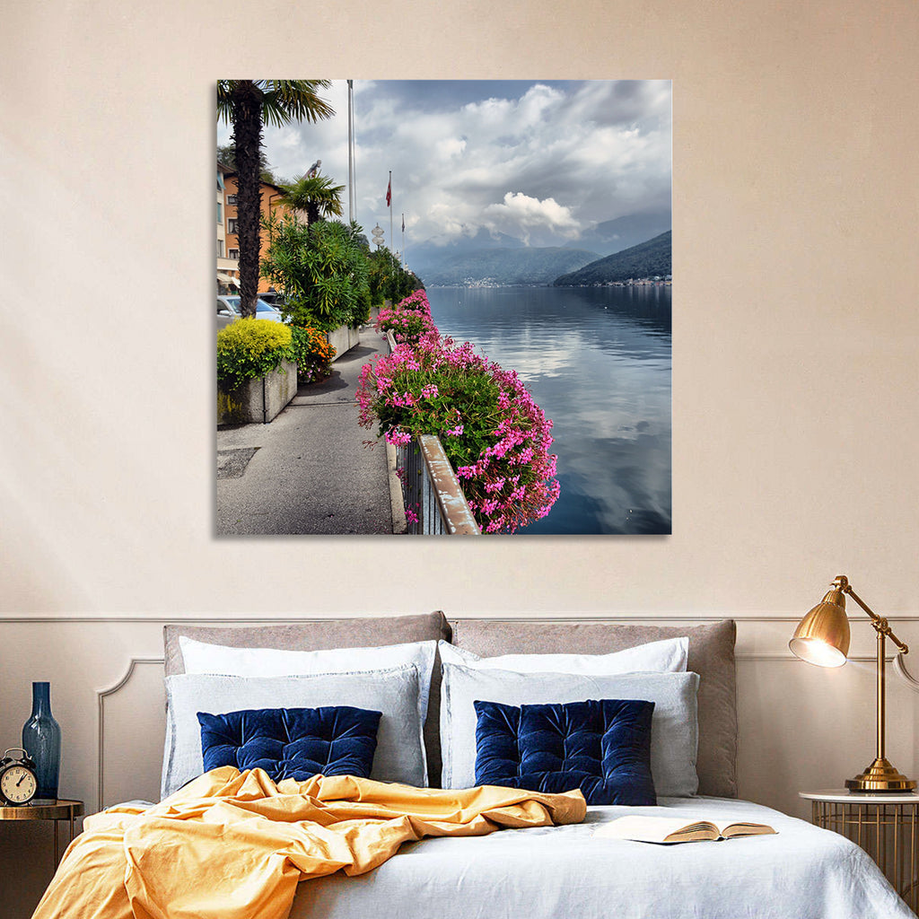 Lake Lugano Floral Walkway Wall Art