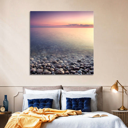 Pebbled Shore Sunset Wall Art