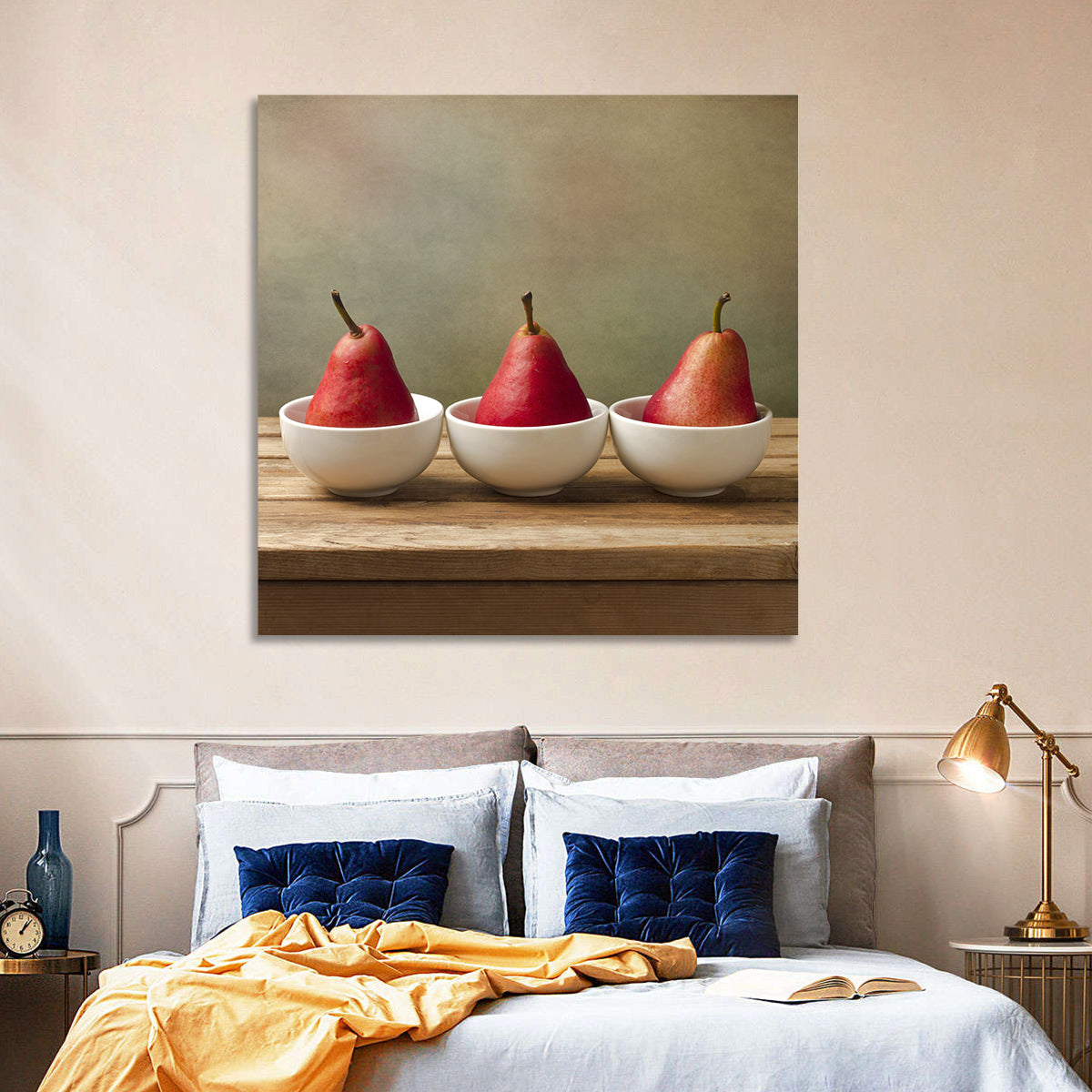 Three Red Pears in Bowls Wall Art