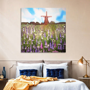 Windmill in Floral Field Wall Art