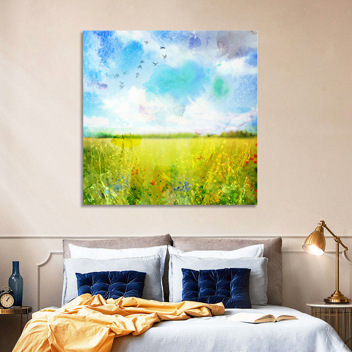 Watercolor Wildflower Field Wall Art