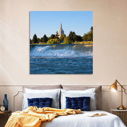 Idaho Falls Temple and Waterfall Wall Art