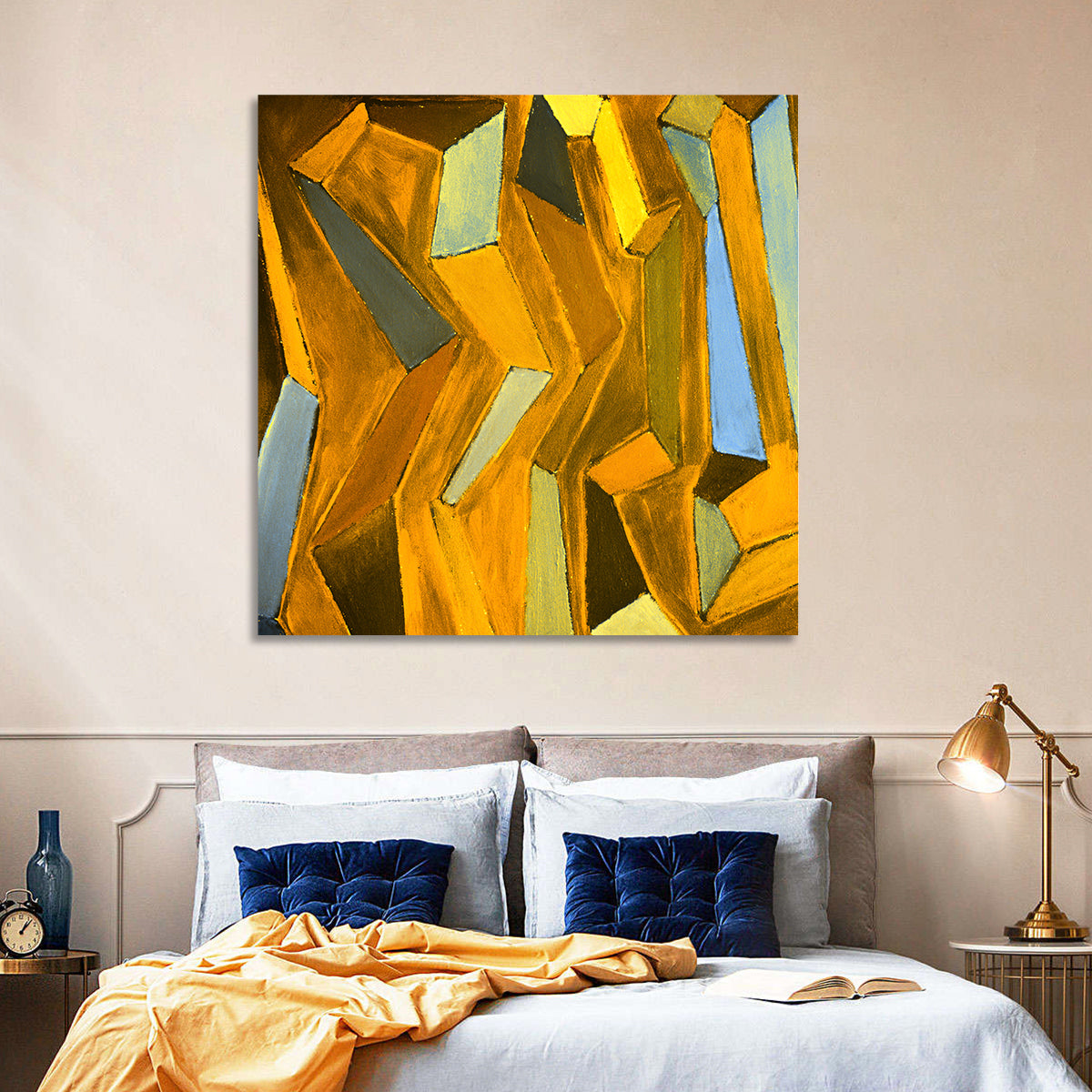 Golden Blocks Abstract Wall Art