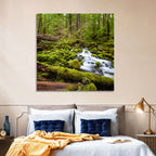 Mossy Cascade Forest Stream Wall Art