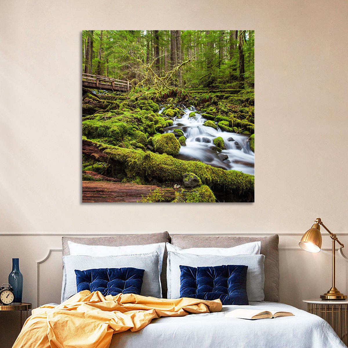 Mossy Cascade Forest Stream Wall Art