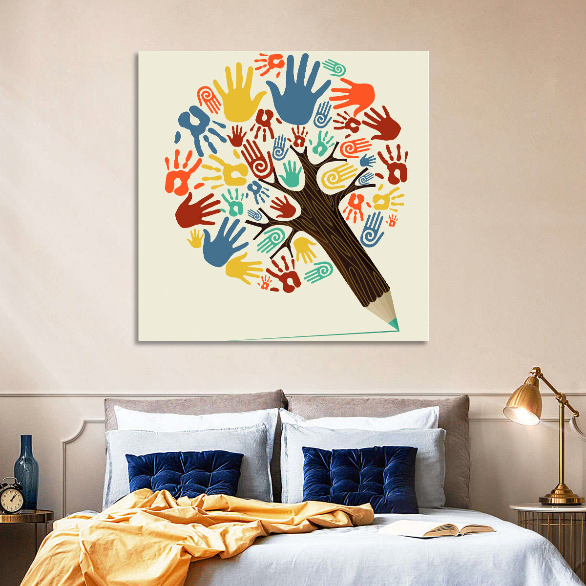 Handprint Tree Illustration Wall Art