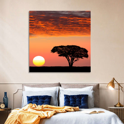 Serengeti Sunset Silhouette Wall Art