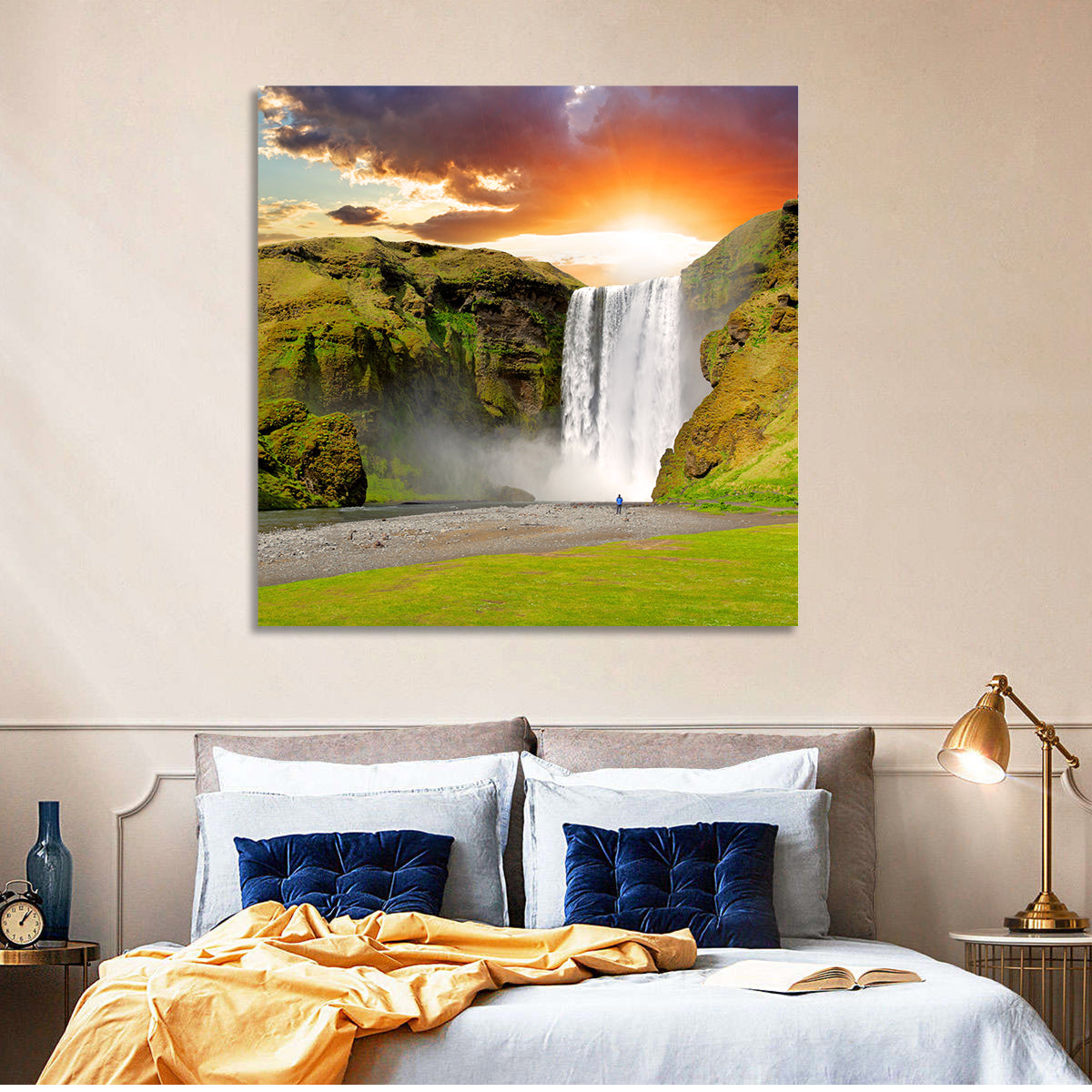 Skógafoss at Sunset Wall Art