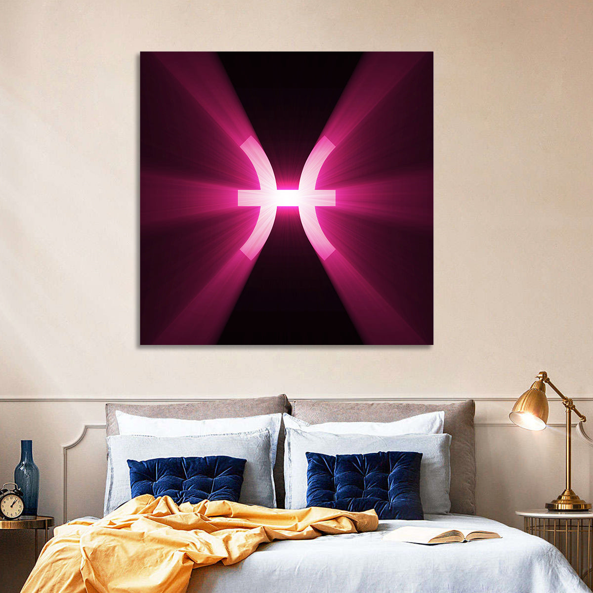 Magenta Pisces Symbol Wall Art