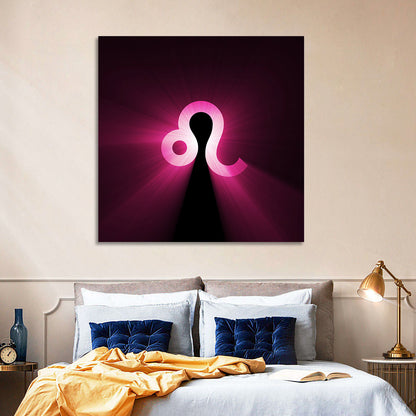 Glowing Magenta Leo Symbol Wall Art