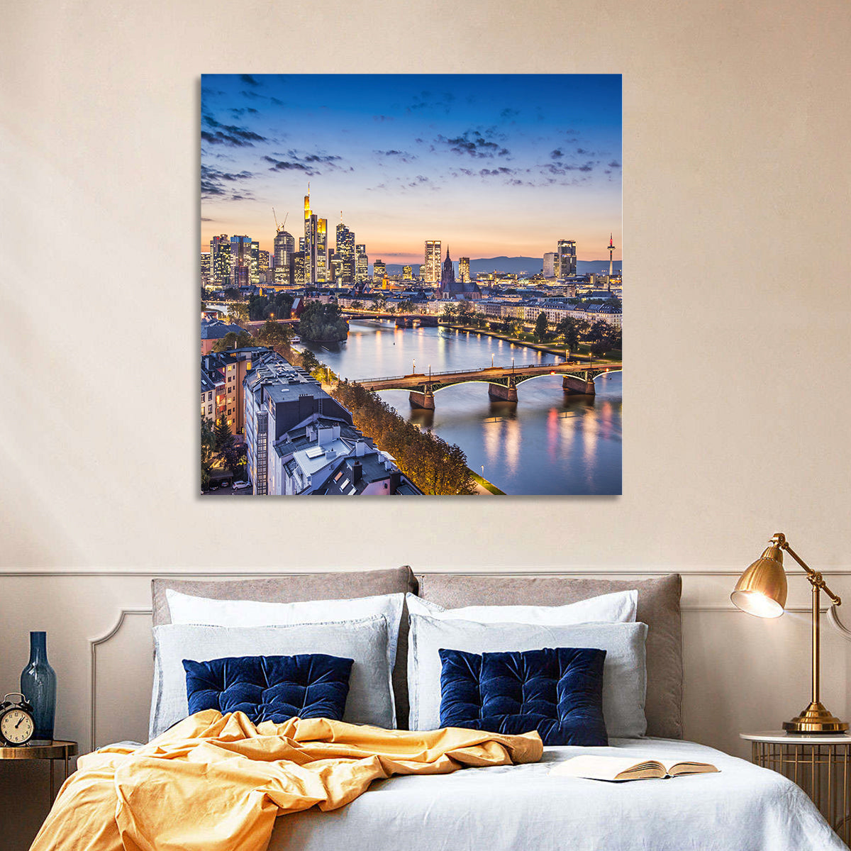 Frankfurt Twilight Skyline Wall Art