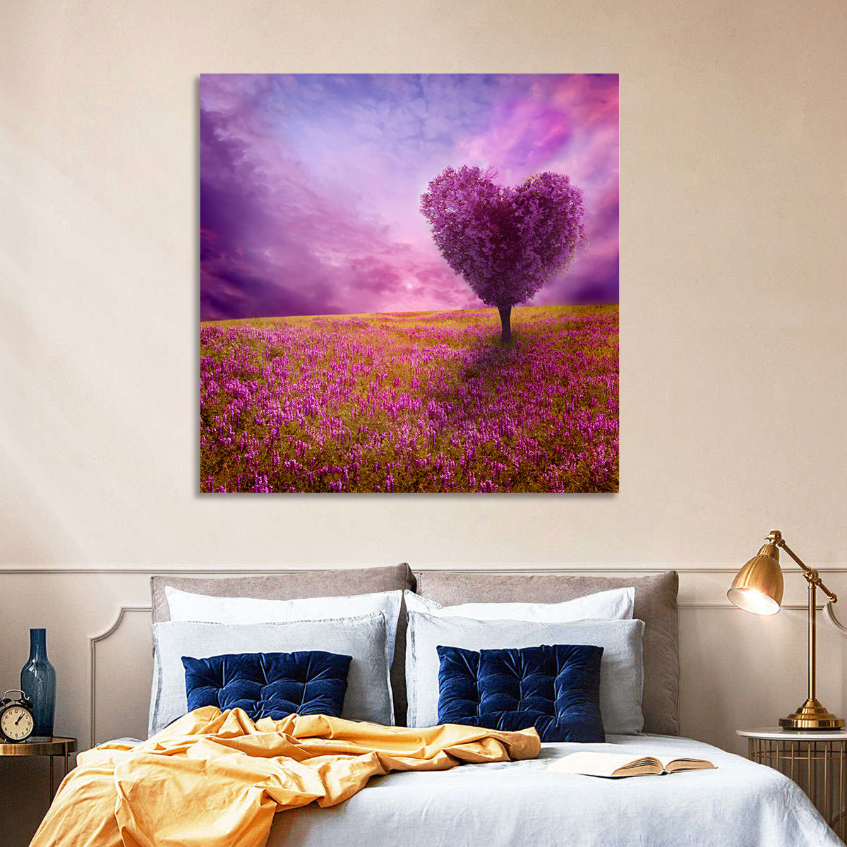 Heart-shaped Tree at Sunset Wall Art