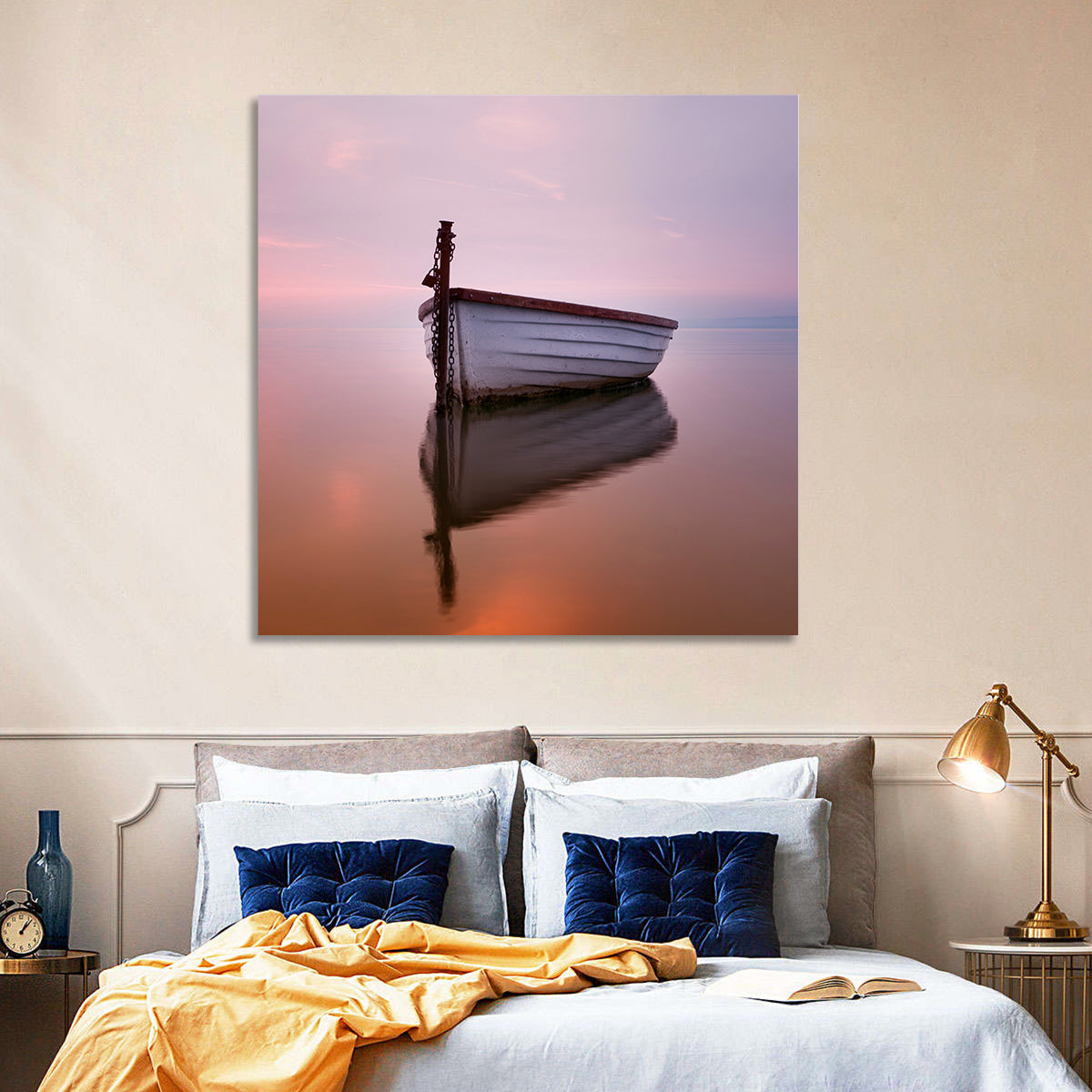 Pastel Boat Reflection Wall Art