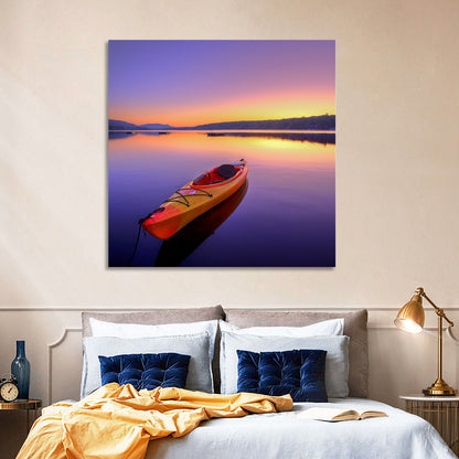 Bright Orange Kayak at Sunset Wall Art