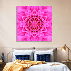 Kaleidoscopic Chrysanthemum Mandala in Magenta Wall Art