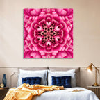 Kaleidoscopic Pink Chrysanthemum Mandala Wall Art