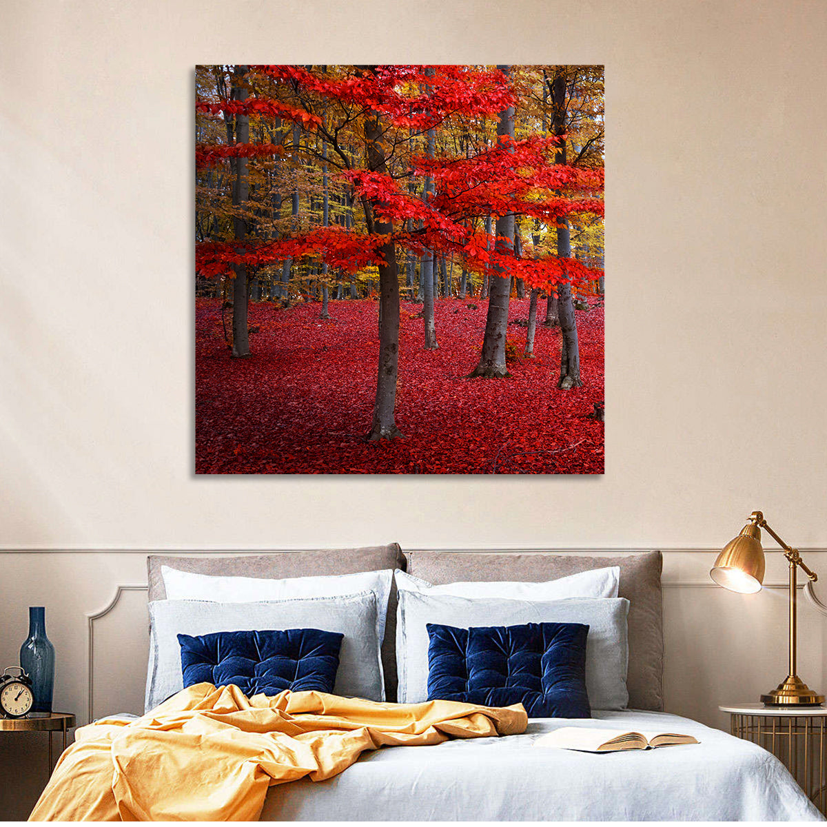 Crimson Autumn Forest Wall Art