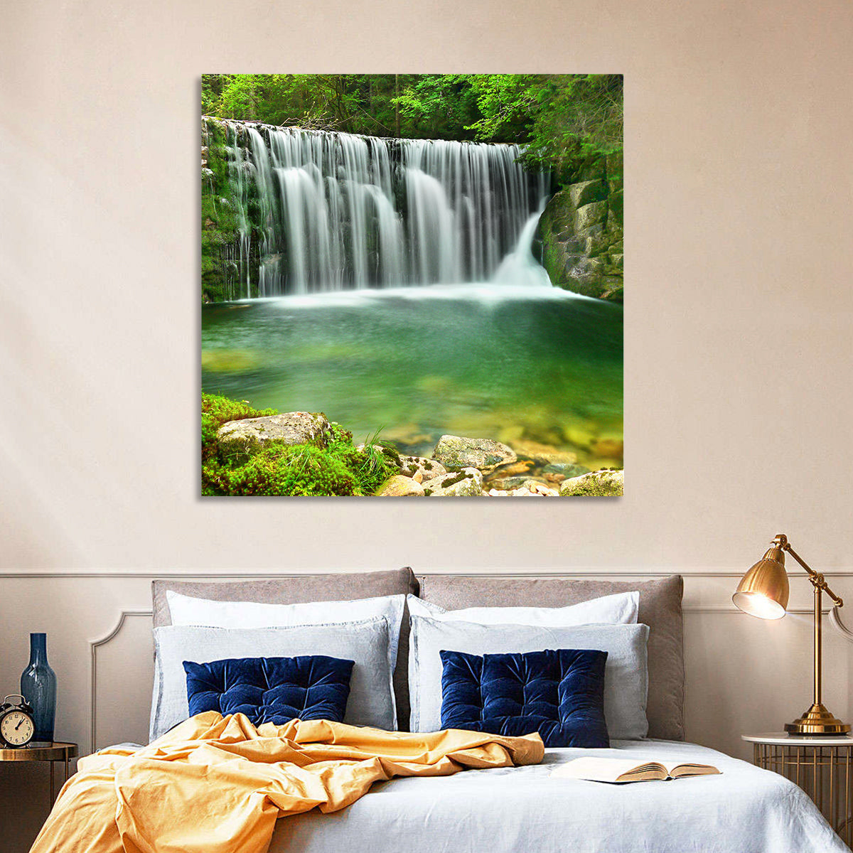 Lake Emerald Waterfall Wall Art