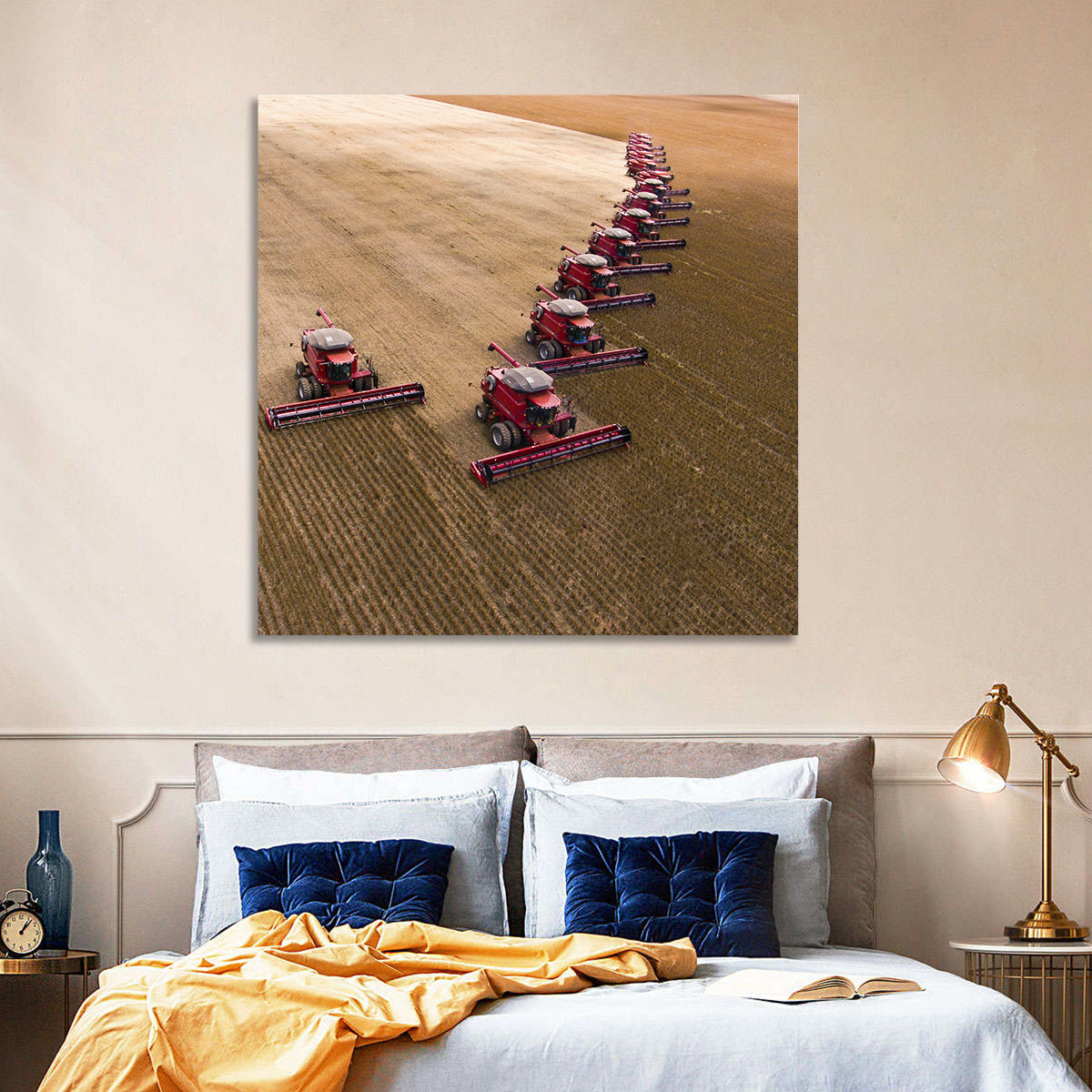 Aerial Soybean Harvest Wall Art