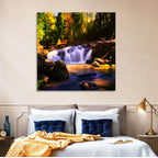 Autumn Mountain Waterfall Wall Art
