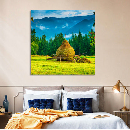 Haystack in Mountain Meadow Wall Art