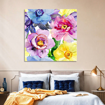 Vibrant Watercolor Floral Arrangement Wall Art