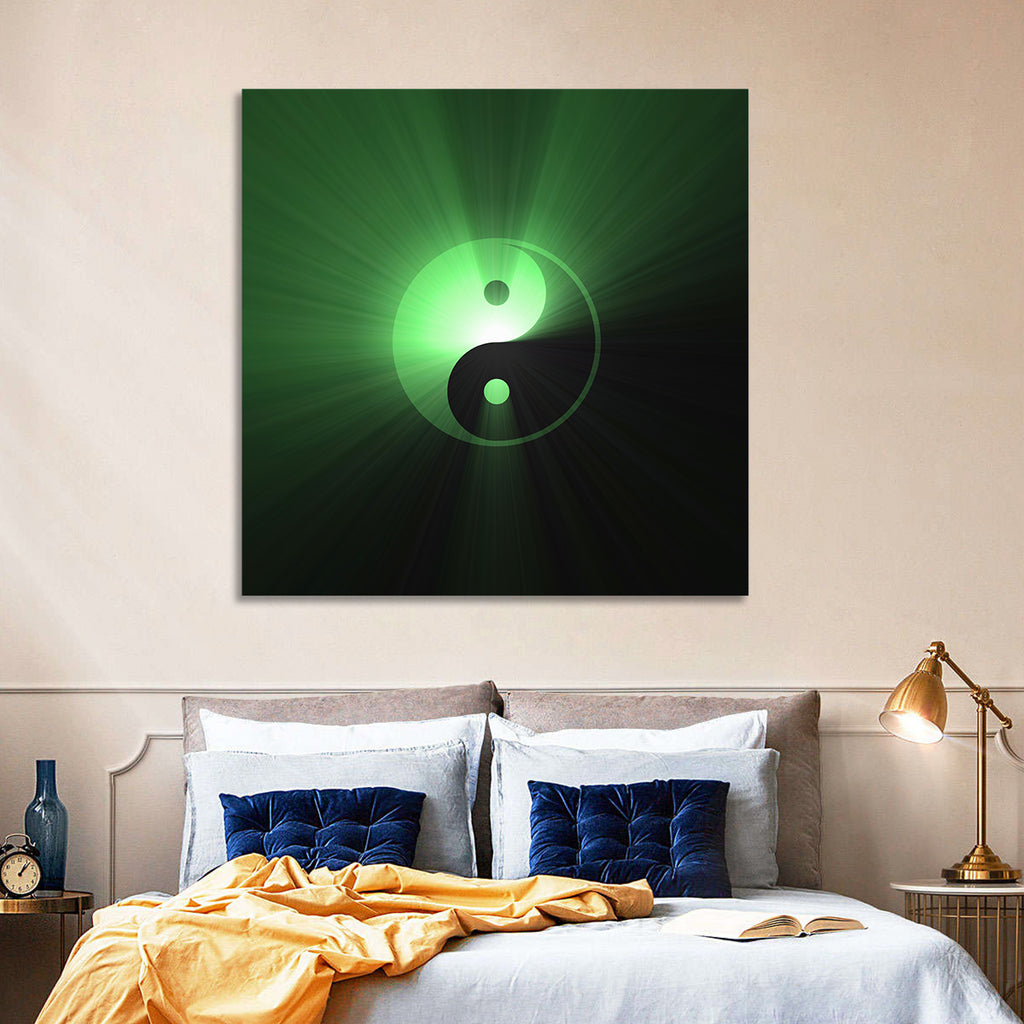 Green Glowing Yin Yang Wall Art