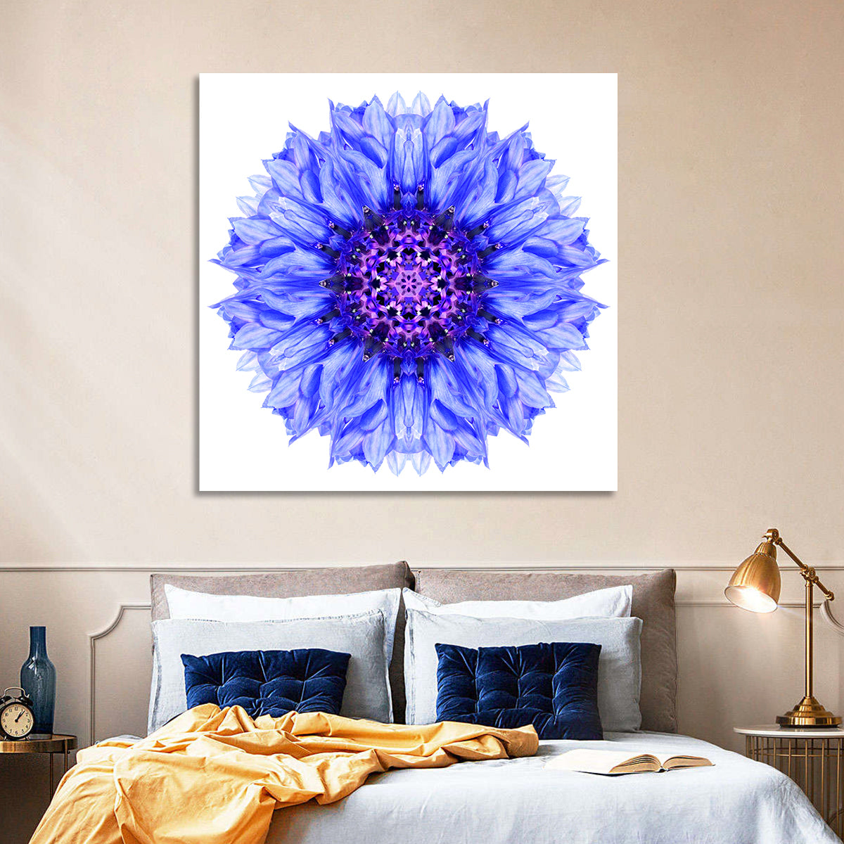 Cornflower Mandala with Dark Violet Center Wall Art
