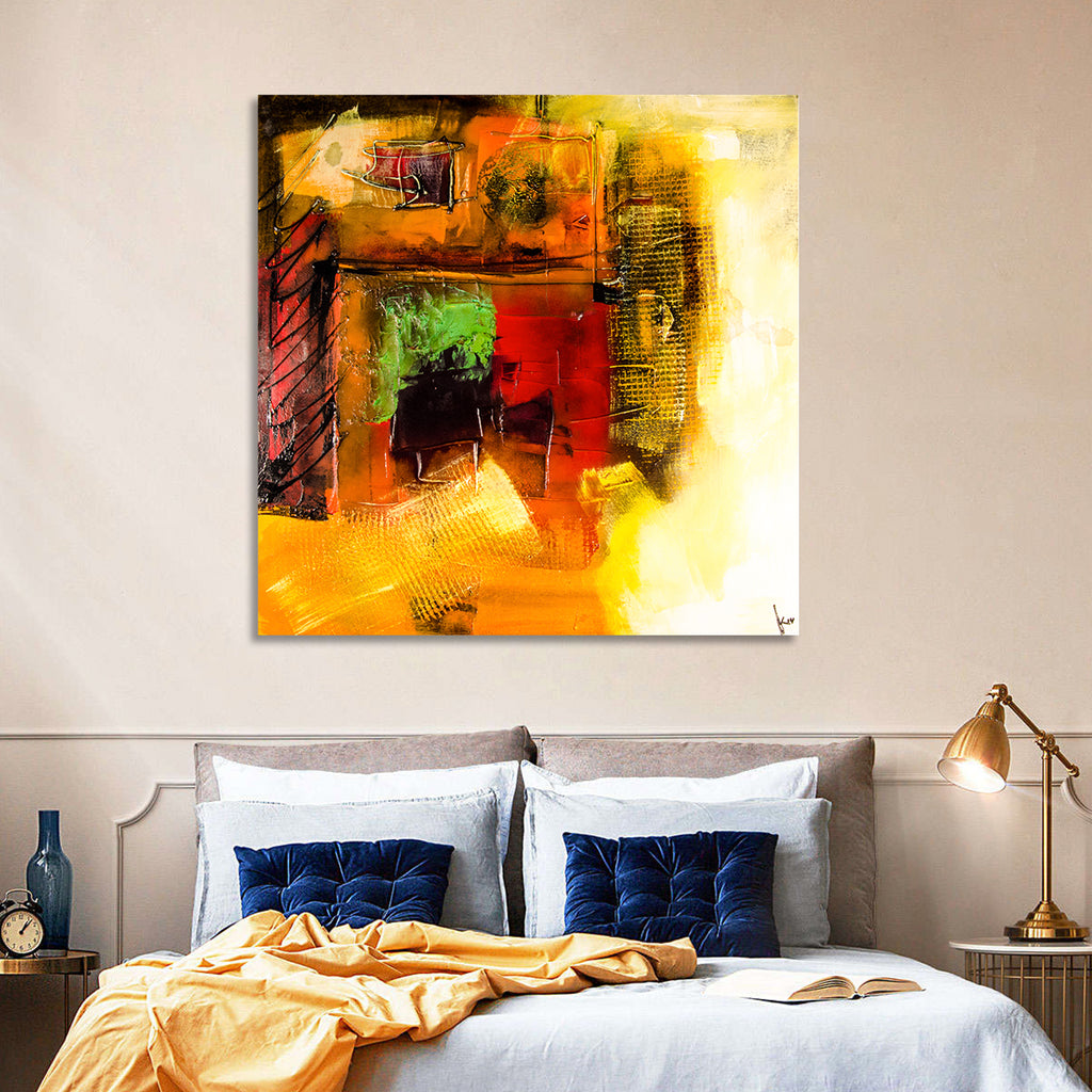 Layered Geometric Abstract in Warm Tones Wall Art